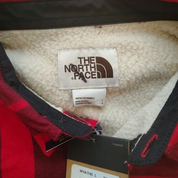 The North Face Campshire Sherpa Lined Flannel Shirt Jacket Red Black Plaid